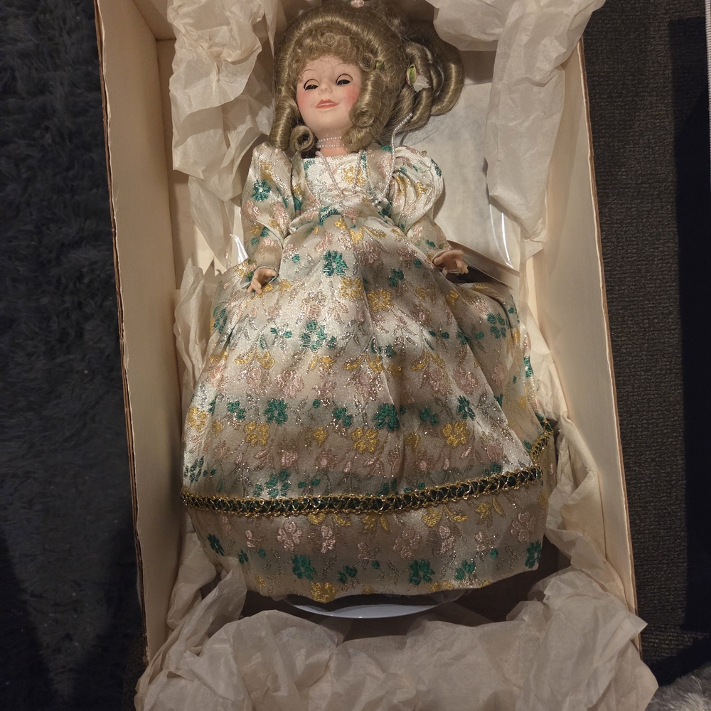 Elegant Floral Dress Porcelain Doll